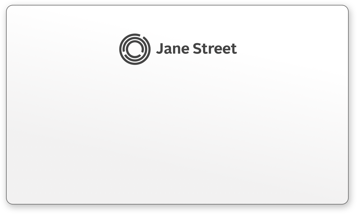 white card with Jane Street logo and text